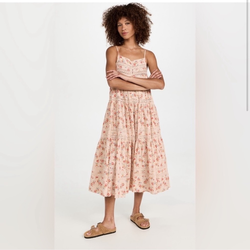 The Great. Serenade Dress in Pale Pink Kerchief Rose Print - Picture 4 of 17